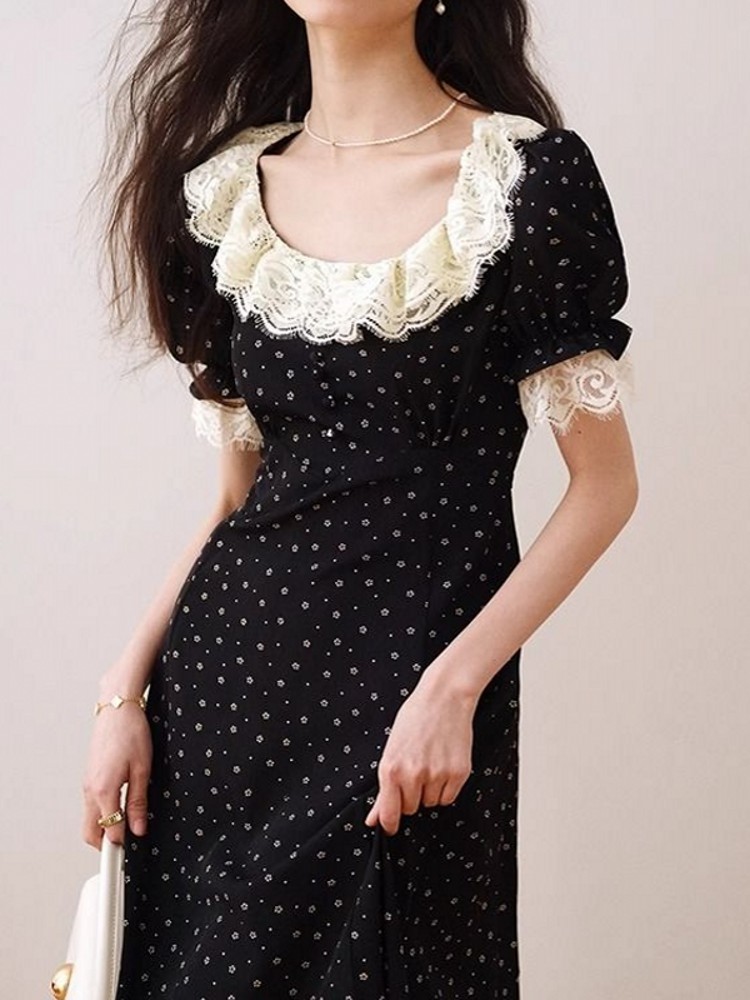 우아한 레이스 플로럴 반팔 미디 드레스 여성 여름 슬리 - Midi Skirt Floral 리뷰 및 가격